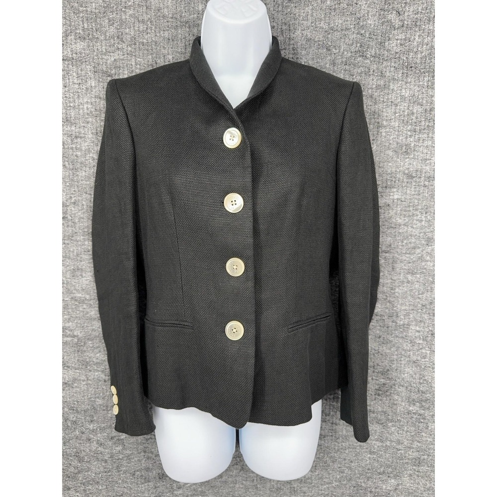Lauren Ralph Lauren Blazer Womens 2 Black Linen 4 Button Lined Short Jacket